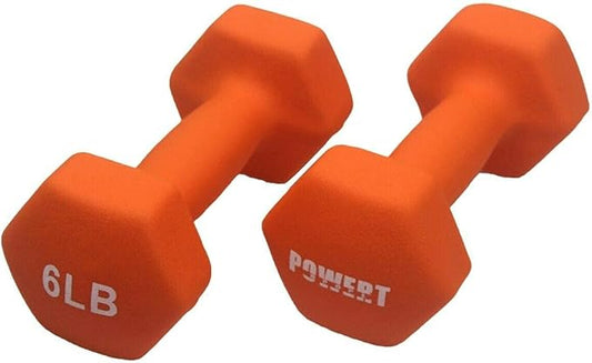 POWERT HEX Neoprene Dumbbell |Coated Colorful Hand Weights in Pair