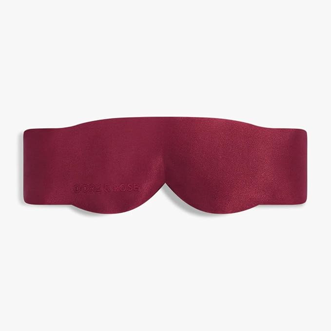 Dore & Rose Aura Sleep Mask, 100% Light Blocking Mulberry Silk Eye Mask (23 Momme), Extra Room for Lashes, Reduces Eye Bags & Dark Circles, Adjustable Travel Deep Sleep Mask for Men & Women (Burgundy)