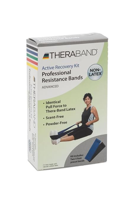 THERABAND Resistance Bands Set, Advanced Kit, Blue, Black, Non-Latex Elastic Bands for Exercise & Physical Therapy, Strength Training Bands for Upper & Lower Body Fitness