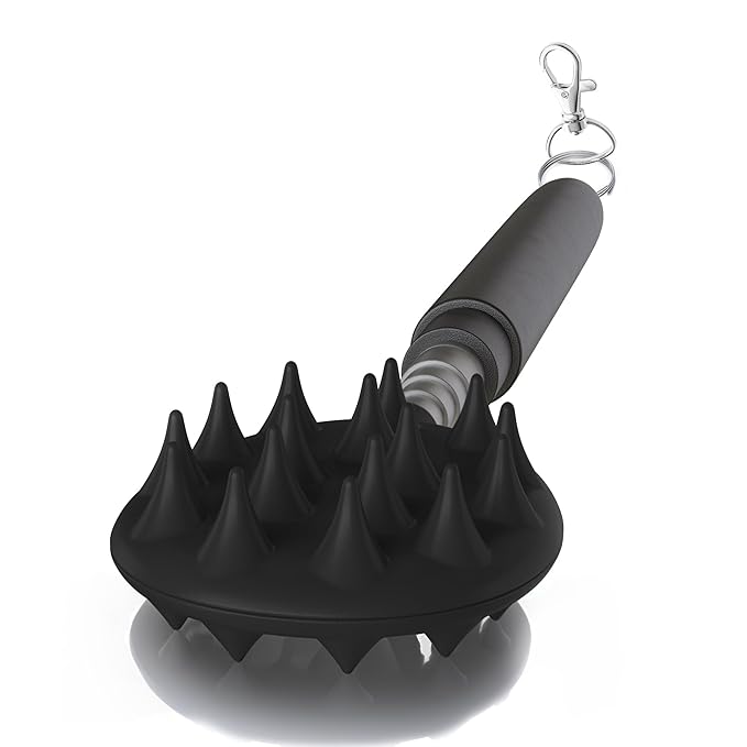 Cactus Scratcher Extendable Keychain Back Scratcher - 16" Long Stick Double Sided Retractable Scratching Tool for Hand, Neck, Head, and Body - Universal Gift for Family, Pets, and Friends, Black