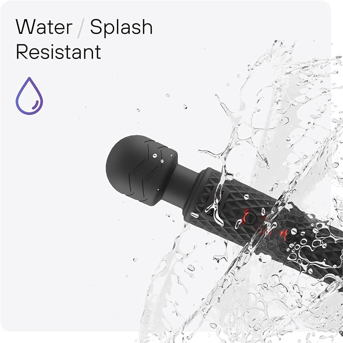 bed geek Handheld Cordless Personal Wand Massager – Waterproof, USB Rechargeable, 20 Vibration Patterns, 8 Speeds, Memory Feature, Skin-Soft Silicone for Ultimate Relaxation Tool (Black)