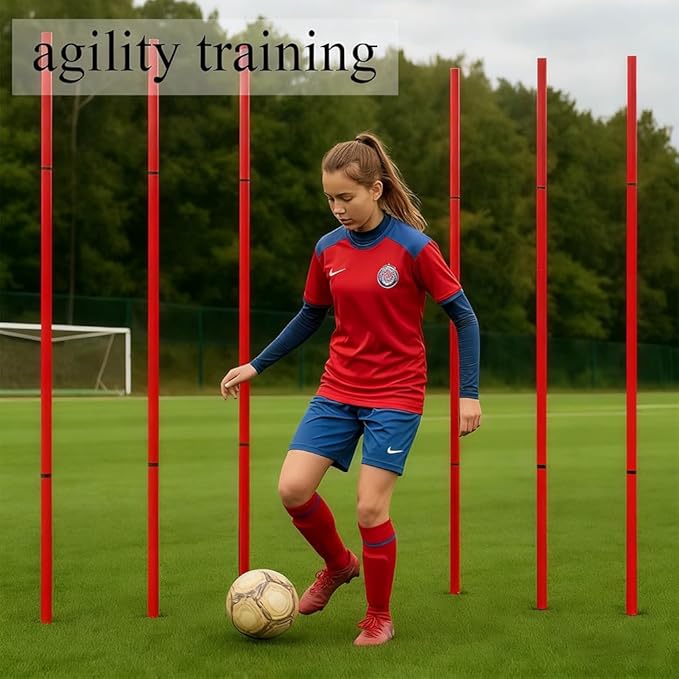 Soccer Agility Training Equipment, 6 Adjustable Soccer Training Agility Poles, 1 Speed Agility Ladder,10 Soccer Agility Cones for Training, 1 Jump Rope + Storage Bag for Youth Soccer Drills
