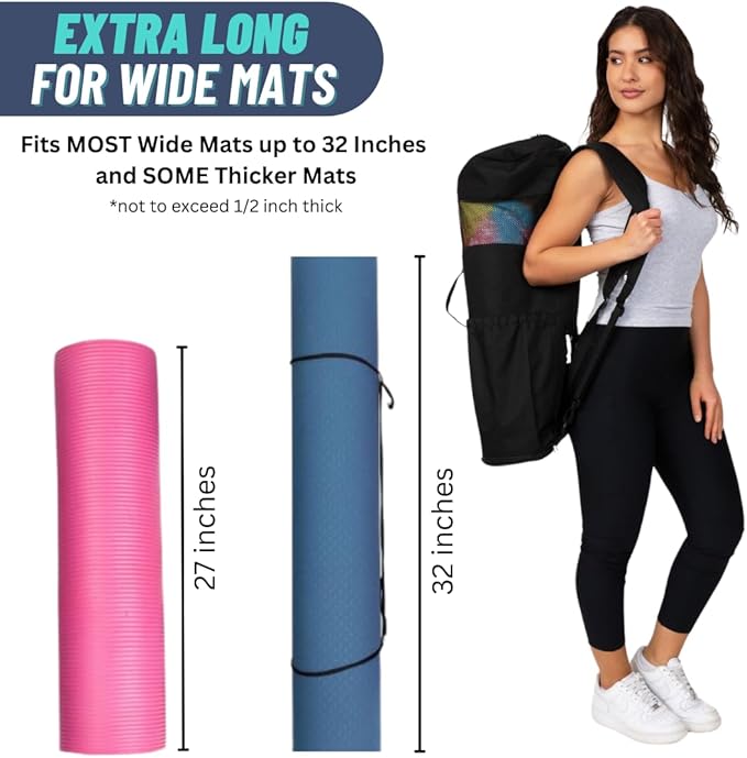 MAGNILAY Yoga Mat Bag - for Women and Men, Yoga Bag with Pockets and Adjustable Strap, Yoga Mat Carrier, Fits Mats Blocks and Yoga Accessories for Workouts, (32”L x 9” Diameter)