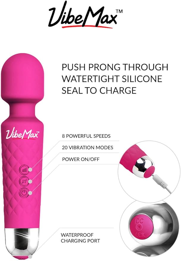 Rechargeable Personal Massager - Powerful Multi Speed Vibration - Whisper Quiet - Waterproof - for Muscle Tension Relief - Pink