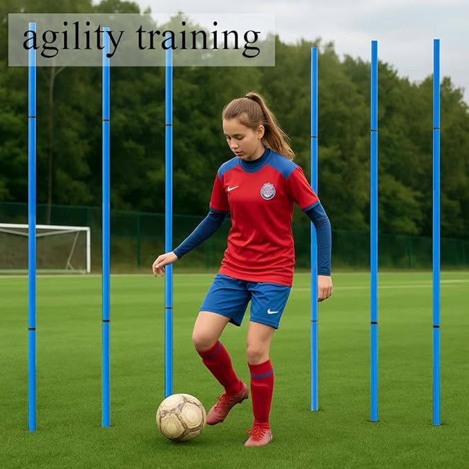 Soccer Agility Training Equipment, 6 Adjustable Soccer Training Agility Poles, 1 Speed Agility Ladder,10 Soccer Agility Cones for Training, 1 Jump Rope + Storage Bag for Youth Soccer Drills