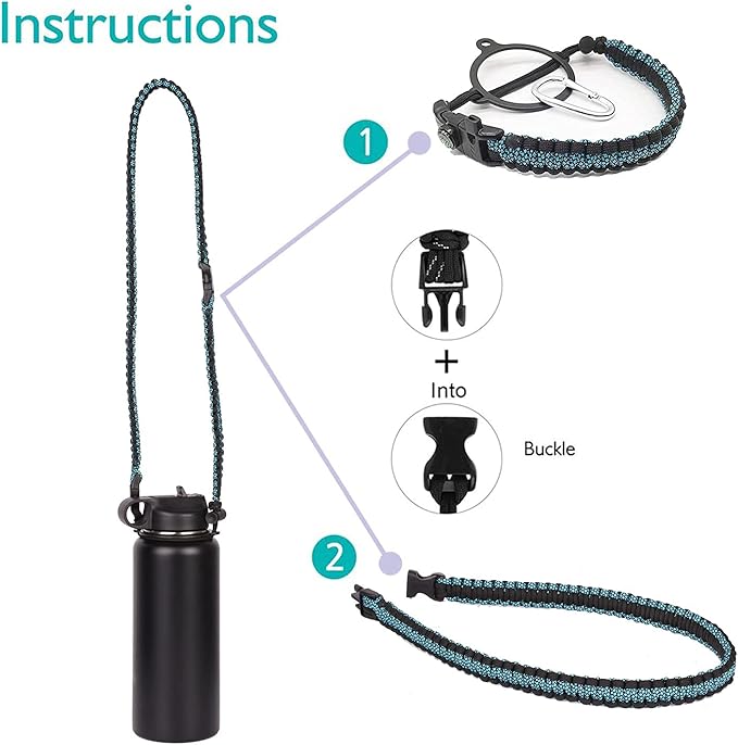 Wongeto Paracord Handle Carrier Holder with Shoulder Strap,Compatible with Hydro Flask Wide Mouth Water Bottles