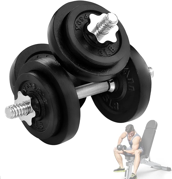 Yes4All Adjustable Dumbbell Set with Weight Plates/Connector - Exercise & Workout Equipment - Size Options 40lbs to 200lbs