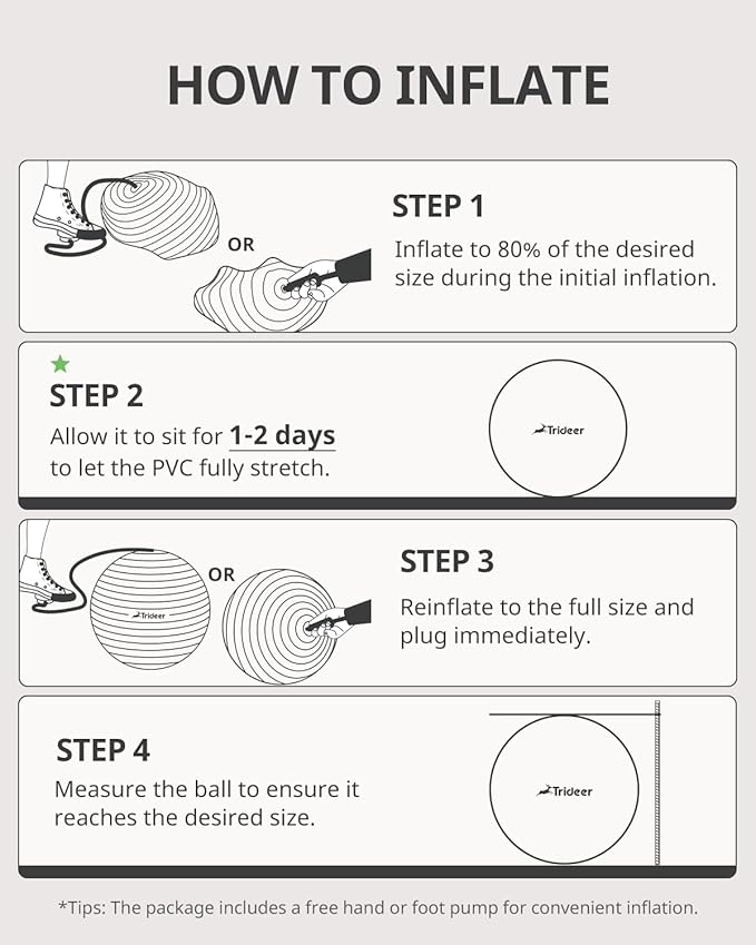 Trideer Extra Thick Yoga Ball Exercise Ball, 5 Sizes Gym Ball, Heavy Duty Ball Chair for Balance, Stability, Pregnancy, Quick Pump Included