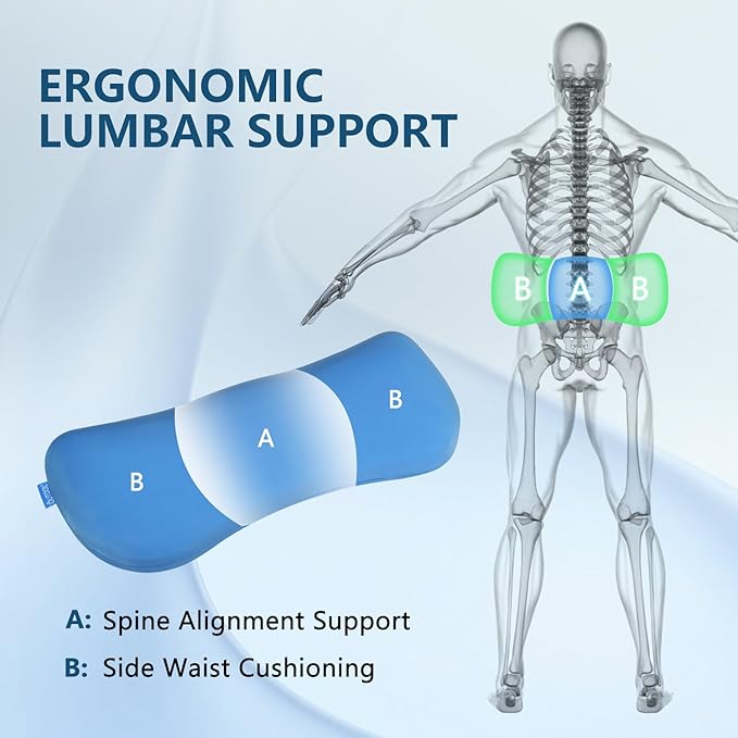QUTOOL Adjustable Lumbar Pillow for Bed & Sofa–Customizable Height & Firmness for Back Pain Relief–Ergonomic Long-Lasting Cushion for Sleep & Relaxation
