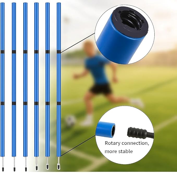 Soccer Agility Training Equipment, 6 Adjustable Soccer Training Agility Poles, 1 Speed Agility Ladder,10 Soccer Agility Cones for Training, 1 Jump Rope + Storage Bag for Youth Soccer Drills
