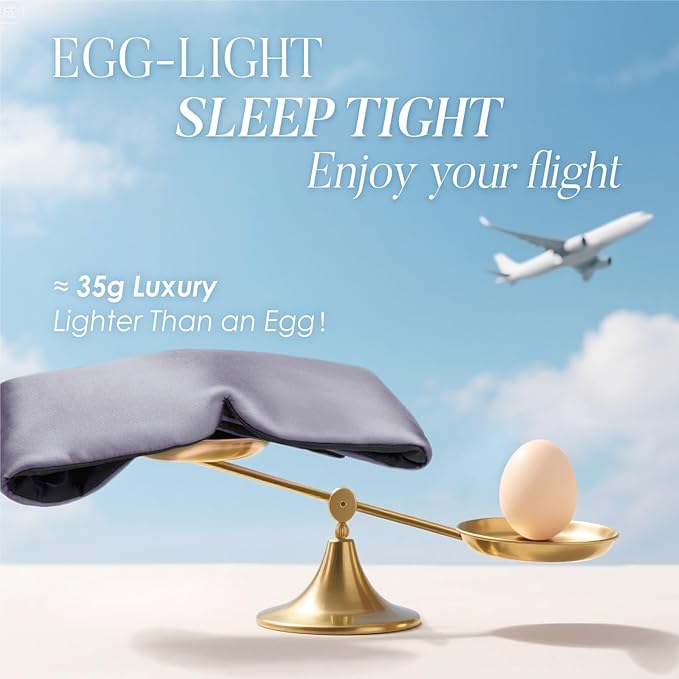 LULUSILK Reversible Mulberry Silk Sleep Mask for Women and Men, Adjustable Real Silk Eye Mask for Sleeping, Grey and Black, Pack of 1