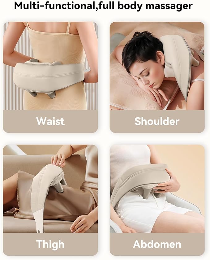 Snailax Cordless Neck Massager with Heat, Shiatsu Neck and Shoulder Massager for Deep Tissue, Kneading Back Massage Pillow for Leg, Body, 2 Heating Levels, Gifts for Men Women