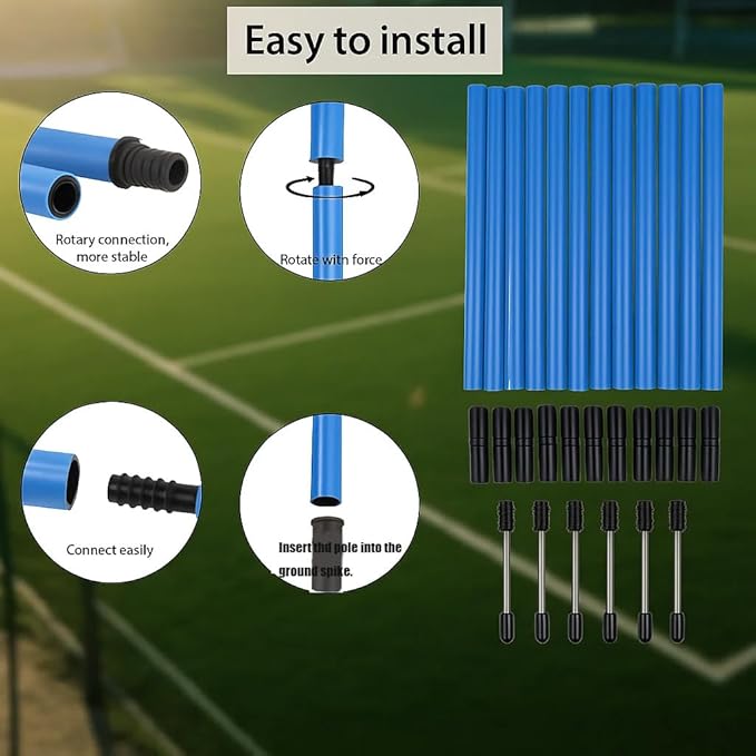 Soccer Agility Training Equipment, 6 Adjustable Soccer Training Agility Poles, 1 Speed Agility Ladder,10 Soccer Agility Cones for Training, 1 Jump Rope + Storage Bag for Youth Soccer Drills