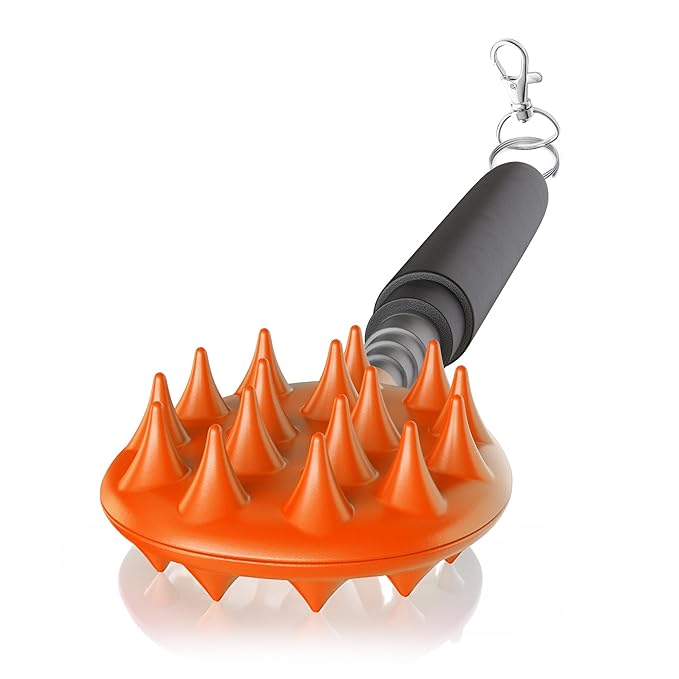 Cactus Scratcher Extendable Keychain Back Scratcher - 16" Long Stick Double Sided Retractable Scratching Tool for Hand, Neck, Head, and Body - Universal Gift for Family, Pets, and Friends, Orange
