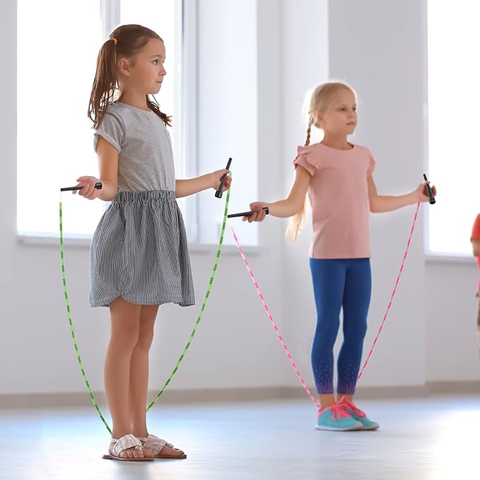 Junkin 36 Pack Jump Ropes for Kids, Adjustable Length Free Segmented Skipping Rope Bulk for Toys, Soft Beaded Jumping Ropes for Women Fitness Exercise Training Workout Weight Loss, 9 Colors