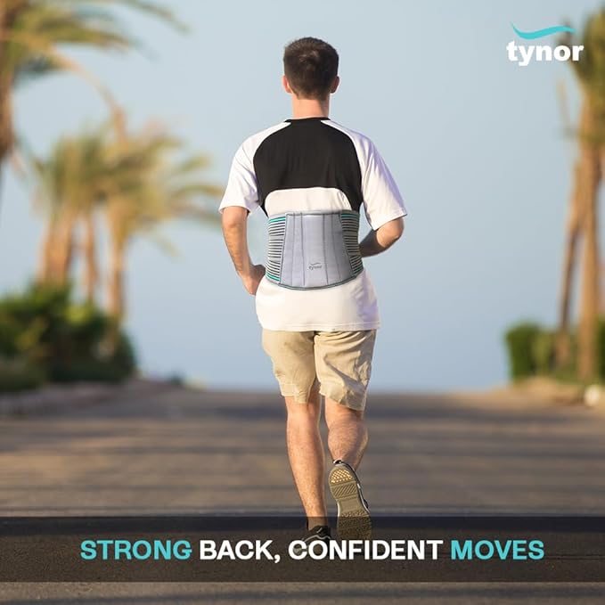 TYNOR Lumbar Support Belt Breathable Compression Lower Back Brace, Adjustable Waist Lumbar Support Brace for Men & Women, Herniated Disc, Sciatica, Back Pain & Heavy Lifting (Small, Grey)