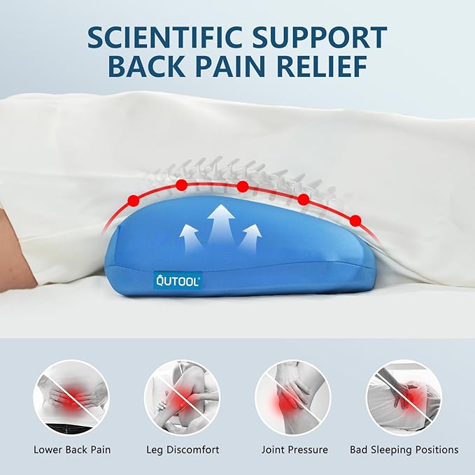 QUTOOL Adjustable Lumbar Pillow for Bed & Sofa–Customizable Height & Firmness for Back Pain Relief–Ergonomic Long-Lasting Cushion for Sleep & Relaxation