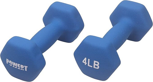 POWERT HEX Neoprene Dumbbell |Coated Colorful Hand Weights in Pair