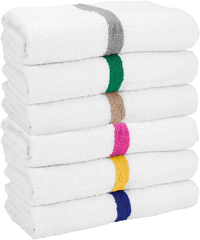 Arkwright White Bath Gym Towel - Case of 60 - Bulk 100% Cotton Soft Quick Dry Sweat Absorbent Hotel Quality Towels for Workout, Bathroom, Spa, Pool, 22 x 44 in, Green