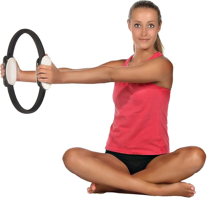 AeroPilates Magic Circle Pilates Ring for Mat & Reformer Workouts - Fitness Ring Pilates Circle with Padded Foam Grips - Arms, Chest and Inner Thigh Exercise Equipment