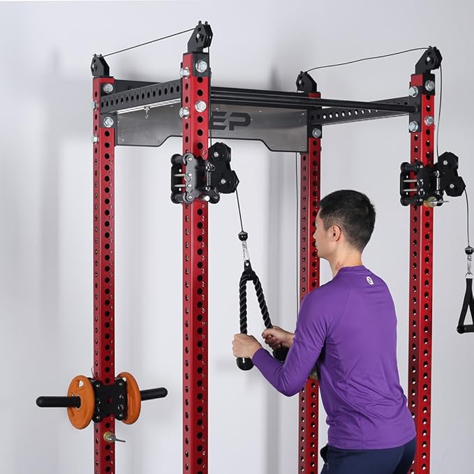 Tricep Rope 27 & 36 inches 2 Colors Fitness Attachment Cable Machine Pulldown Heavy Duty Coated Nylon Rope with Solid Rubber Ends