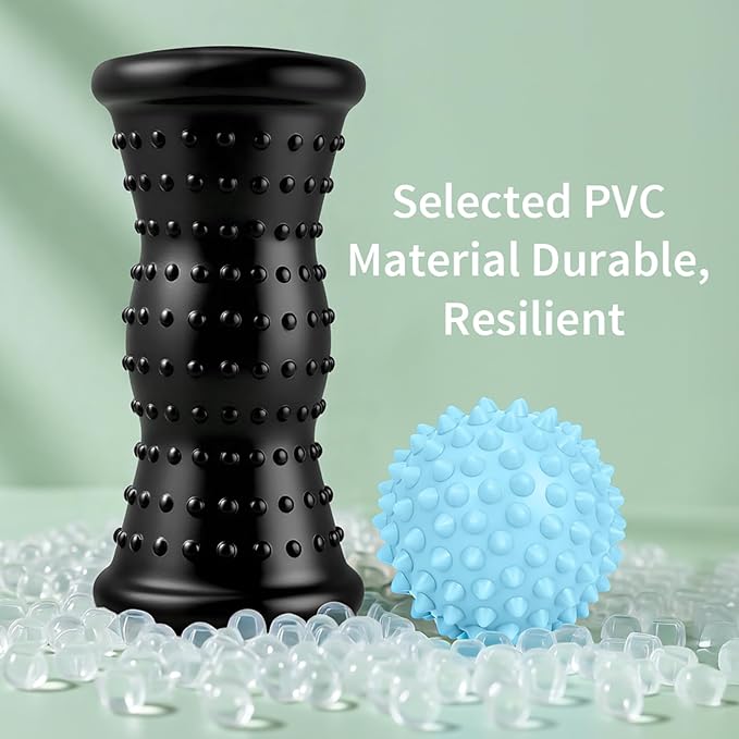 Maliton Massage Ball & Foot Roller - 3-in-1 Set with Spiky Ball, Lacrosse Ball, Massage Roller - Plantar Fasciitis Relief and Heel Spur Pain, Trigger Point Therapy for Deep Muscle Massage.