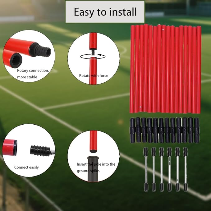 Soccer Agility Training Equipment, 6 Adjustable Soccer Training Agility Poles, 1 Speed Agility Ladder,10 Soccer Agility Cones for Training, 1 Jump Rope + Storage Bag for Youth Soccer Drills