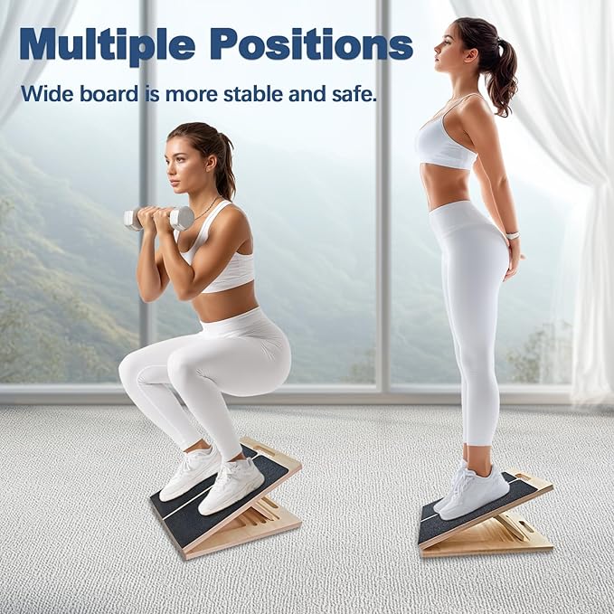 Adjustable Foot Incline Wooden Slant Board For Calf Stretching,440lb Capacity, Balance Velour Stretcher Ankle Stretch Knee Leg Boards Squats Wedge Exercise Pilates Fitness Portable Equipment