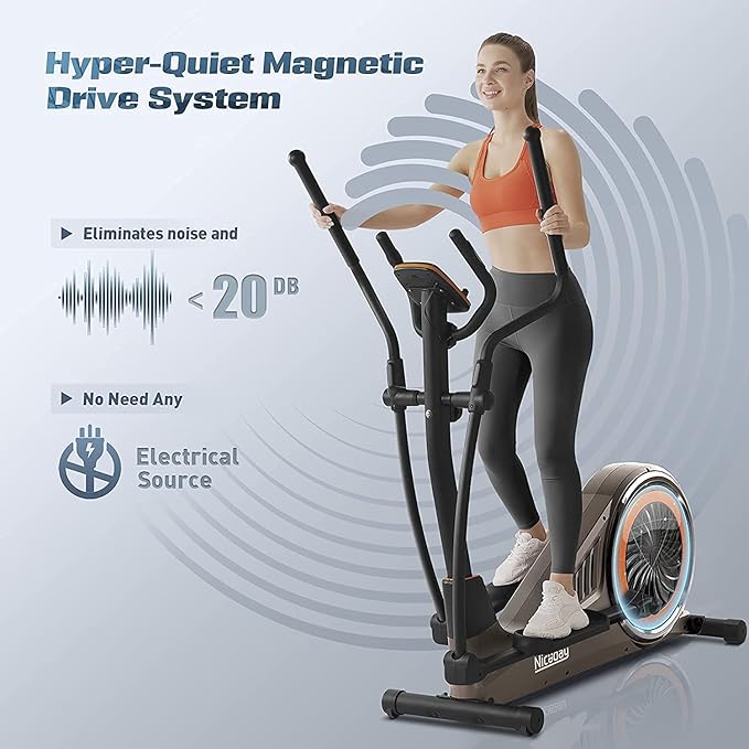 Niceday Elliptical Machine, Elliptical Exercise Machine for Home with Hyper-Quiet Magnetic Driving System, Elliptical Trainer with 15.5IN & 20IN Stride, 16 Resistance Levels, 500LBS Loading Capacity