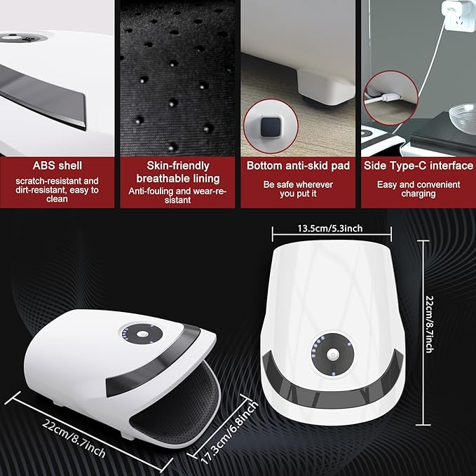 Xllent Christmas Gifts for Women,White Elephant Gifts for Adults - Hand Massager with Compression & Heating,Electric Hand Massager for Arthritis and Carpal Tunnel(White)