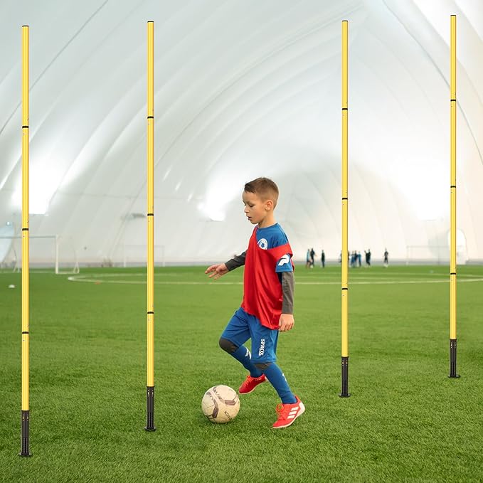 Soccer Agility Training Equipment: 6 Soccer Agility Poles, 20ft Agility Ladder, 10 Soccer Cones, 1 Jump Rope. Soccer Training Poles for Speed Training, Agility Training