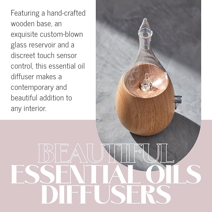 Raindrop 2.0 Nebulizing Diffuser for Essential Oil, Premium Home & Professional Use, No Water, No Heat, No Plastic - Black Raindrop by Organic Aromas
