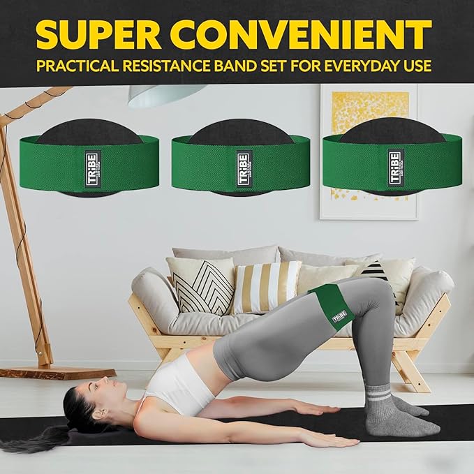Tribe Lifting Fabric Resistance Bands for Legs - Workout Bands Resistance Bands for Men and Women - Booty Bands for Working Out - Exercise Bands Resistance Bands Set - Elastic Bands for Exercise