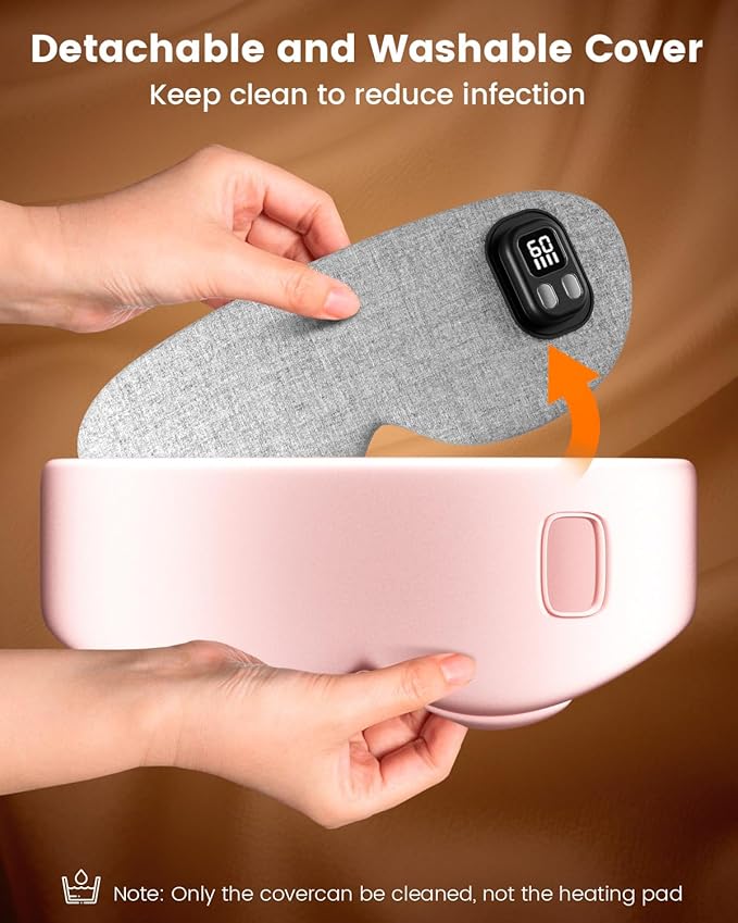 Heated Eye Mask - Cordless Eye Mask for Dry Eyes - Eye Heating Pad with LED Display, Eye Relief, 4 Temperature, Improved Sleep, Travel, Office, Includes Removable and Washable Shells Black and Pink