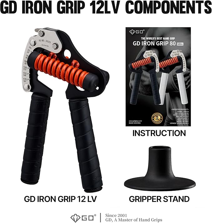 GD IRON GRIP Grip Strength Trainer Adjustable Hand Gripper Strengthener Hand Grip Exerciser Wrist Strengtheners Silent & Durable – Forearm, Finger & Hand Strength Training for Athletes, Climbers & Rehabilitation