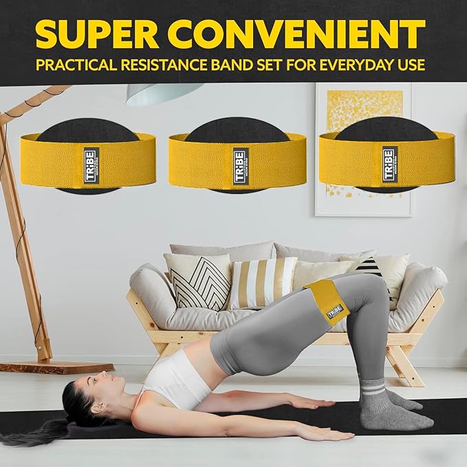 Tribe Lifting Fabric Resistance Bands for Legs - Workout Bands Resistance Bands for Men and Women - Booty Bands for Working Out - Exercise Bands Resistance Bands Set - Elastic Bands for Exercise