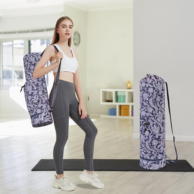 sportsnew Yoga Mat Bag with Water Bottle Pocket and Bottom Wet Pocket, Exercise Yoga Mat Carrier Multi-Functional Storage Bag, Patent pending