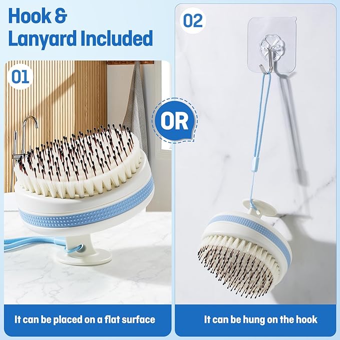 Scalp Massager with Double-Layer Bristles,Anti-Slip Rich-Lathering Hair Washing Shampoo Brush,Curved Scalp Scrubber with Better Head Fit for Dandruff Removal,Head Massage and Hair Growth.