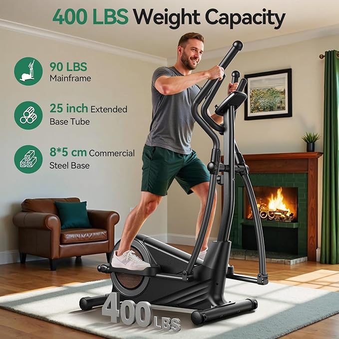 Niceday Elliptical Exercise Machine, Elliptical Machine for Home, Magnetic Elliptical Trainer with 15.5IN-19IN Stride, 16 Resistance Levels, 400LBS Loading Capacity, Support Kinomap APP