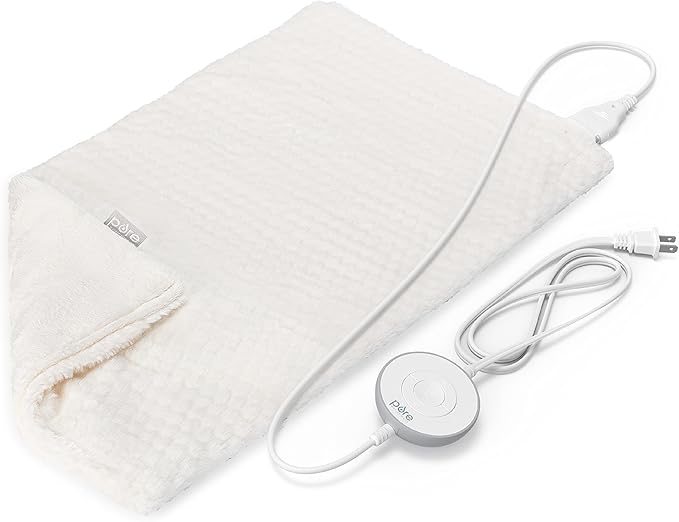 Pure Enrichment PureRadiance Luxury Heating Pad for Cramps, Back, Neck, & Shoulder Pain Relief, Patented Design, Soft Faux Fur & Micromink, 6 Heat Settings, Machine Washable, 12”x24”(Cloud)