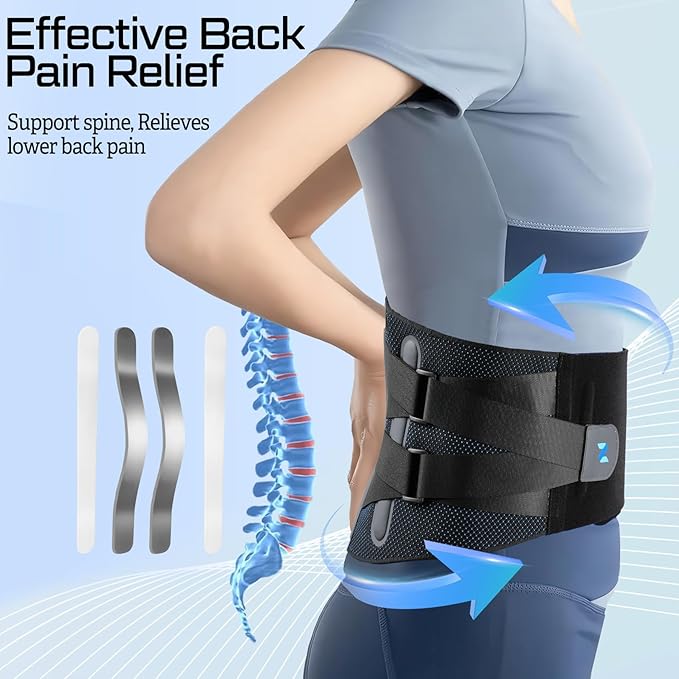 NEENCA Lower Back Brace for Lower Back Pain Relief, Medical Grade Lumbar Support Belt for Women Men, Herniated Disc,Lumbar Strain,Sciatica, Scoliosis (Black, Medium)