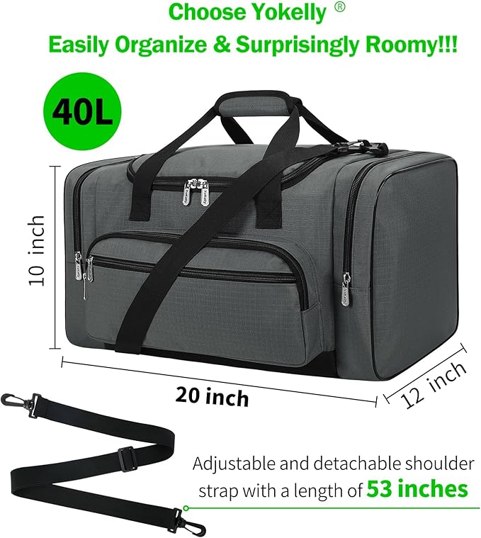 Sports Duffel Bag 20 inch for Travel Gym - Grey