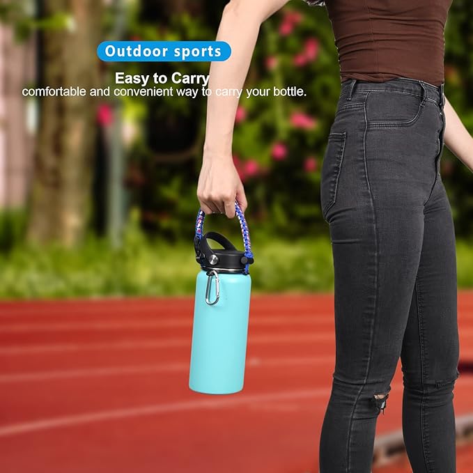 Wongeto Paracord Handle Carrier Holder with Shoulder Strap,Compatible with Hydro Flask Wide Mouth Water Bottles