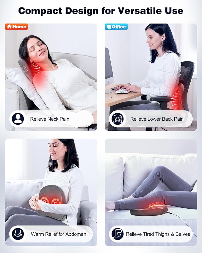 Shiatsu Back and Neck Massager with Heat – Deep Kneading Massage Pillow for Relaxation – Corded Design for Full Body Use - for Loved Ones