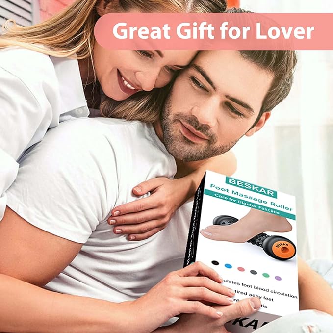 BESKAR Foot Massage Roller for Plantar Fasciitis Relief, Portable Reflexology Tool Pressure Point Massage Rollers, Deep Tissue Massages for Relieving Feet Arch Heel Pain, Myofascial Pain Syndrome