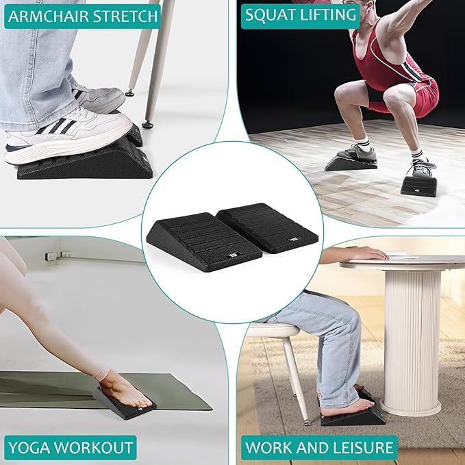 Squat Wedge Block 2PCS Non Slip Professional Ramp - 550 LBS Weight Capacity - Slant Board for Calf Stretching - Calf Stretcher Slant Board - Yoga Blocks