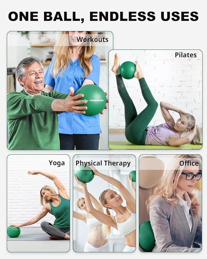 Trideer Exercise Balls Physical Therapy, 9 Inch Pilates Ball Between Knees for Physical Therapy, Mini Exercise Ball - Yoga Ball, Small Workout Balls for Core Strength and Back Support with Guide