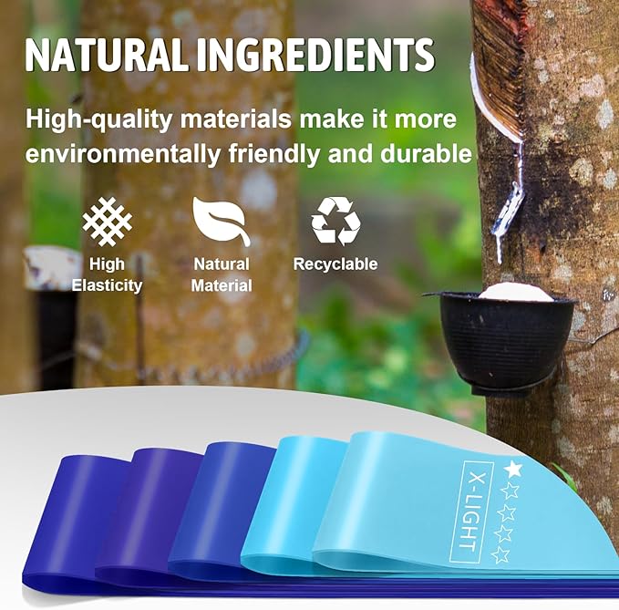 Resistance Bands for Working Out, Exercise Bands Resistance Bands Set with 5 Resistance Levels, Multi-Colored Workout Bands for Indoor & Outdoor Fitness, Leg Strength Training, Yoga