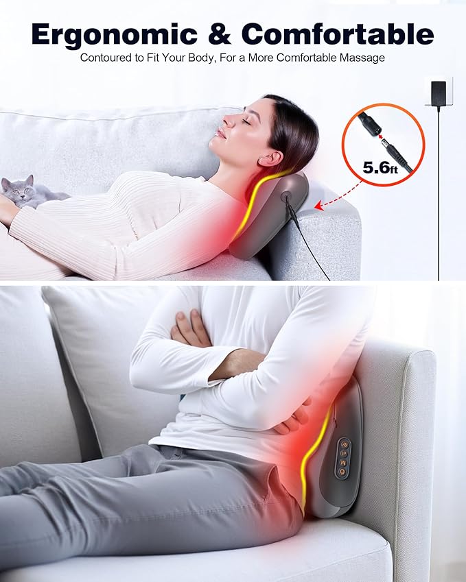 Shiatsu Back and Neck Massager with Heat – Deep Kneading Massage Pillow for Relaxation – Corded Design for Full Body Use - for Loved Ones