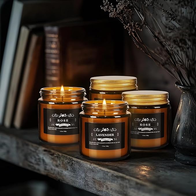 Scented Candle Set 12 Pack, Candle for Home Scented, Odor Eliminating, Stress Relief, Long Lasting Soy Wax Gift Set